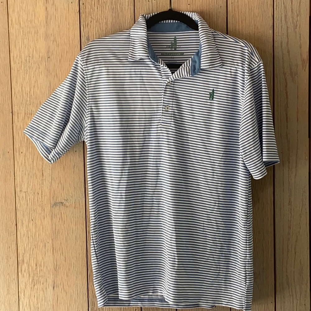 johnnie-o, blue polo shirt, stripes